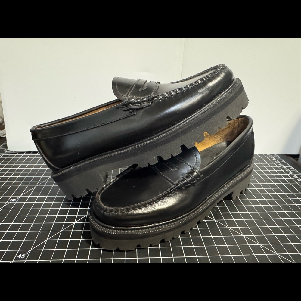 G.H. Bass Weejuns Whitney Platform Black Leather Penny Loafers (Women)